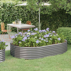 Garden Raised Bed Galvanised Steel Depth 140 cm Grey 214 cm