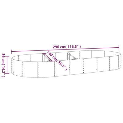 Garden Raised Bed Powder-coated Steel 296x140x36 cm Brown