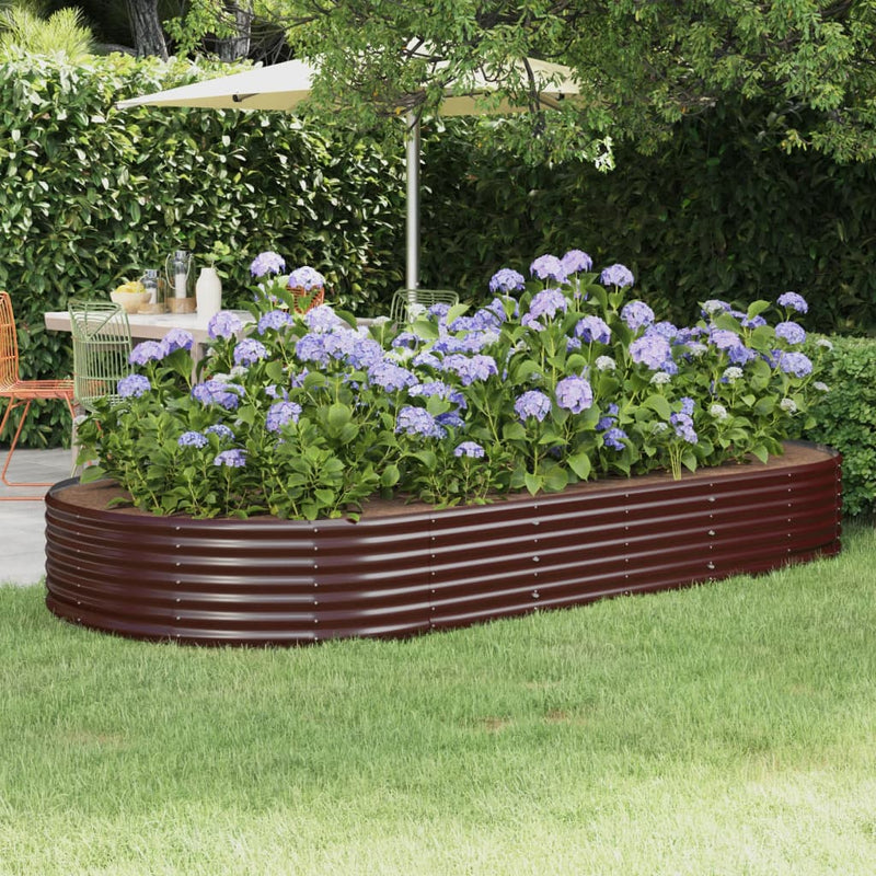 Garden Raised Bed Powder-coated Steel 296x140x36 cm Brown