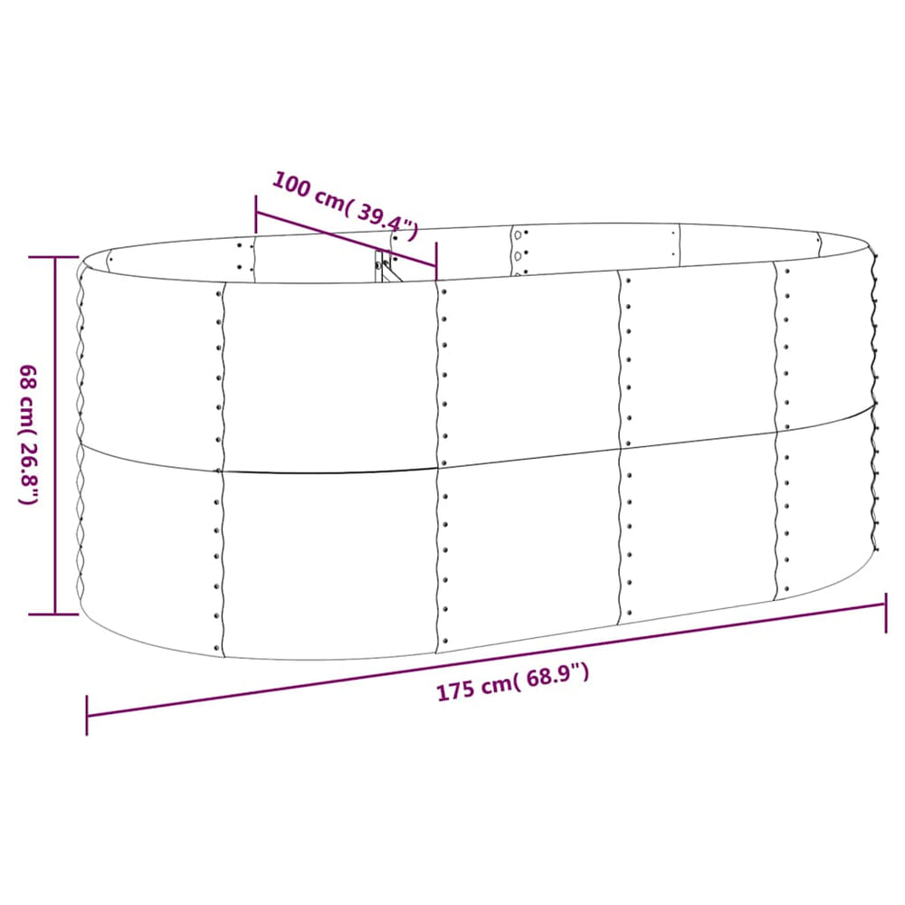 Garden Raised Bed Galvanised Steel Depth 100 cm Green 175 cm