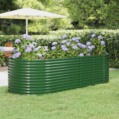 Garden Raised Bed Galvanised Steel Depth 100 cm Green 249 cm