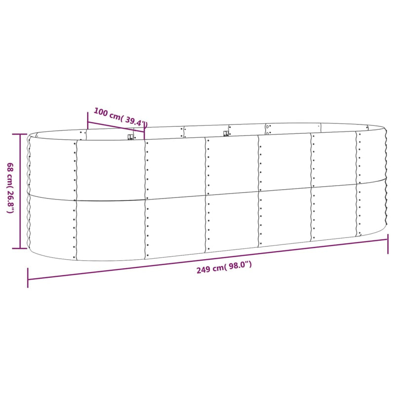 Garden Raised Bed Powder-coated Steel 249x100x68 cm Anthracite