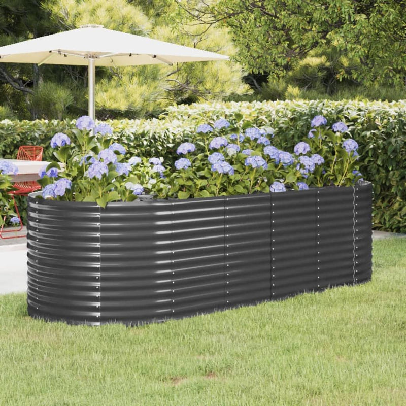 Garden Raised Bed Powder-coated Steel 249x100x68 cm Anthracite