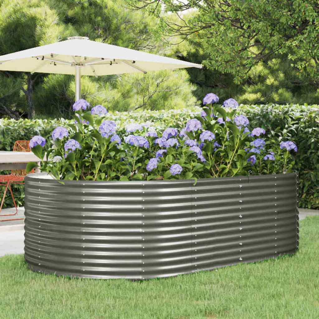 Garden Raised Bed Galvanised Steel Depth 140 cm Grey 212 cm