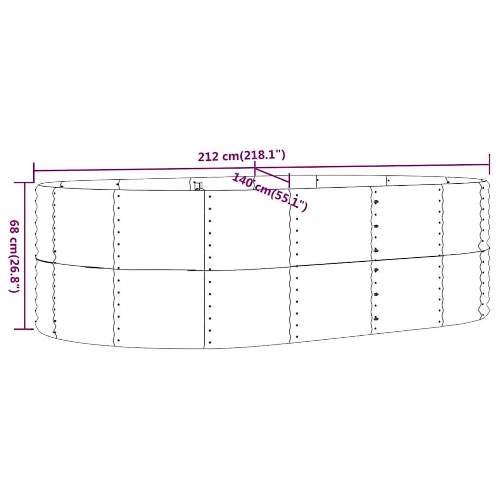 vidaXL Garden Raised Bed Brown 212x140x68 cm Galvanised Steel 6