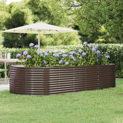 Garden Raised Bed Galvanised Steel Depth 140 cm Brown 291 cm