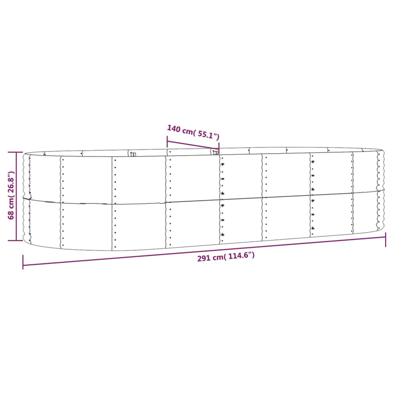 Garden Raised Bed Anthracite 291x140x68 cm Powder-coated Steel