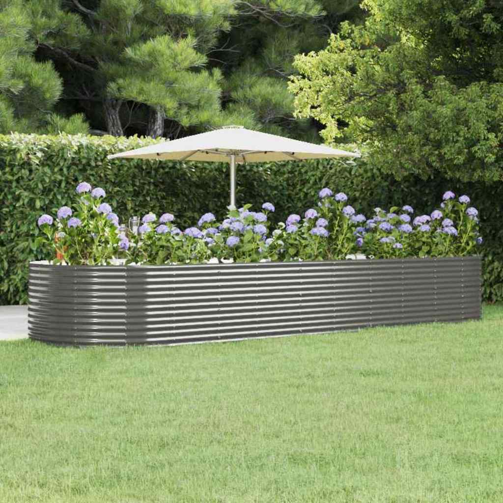 Garden Raised Bed Galvanised Steel Depth 140 cm Grey 447 cm