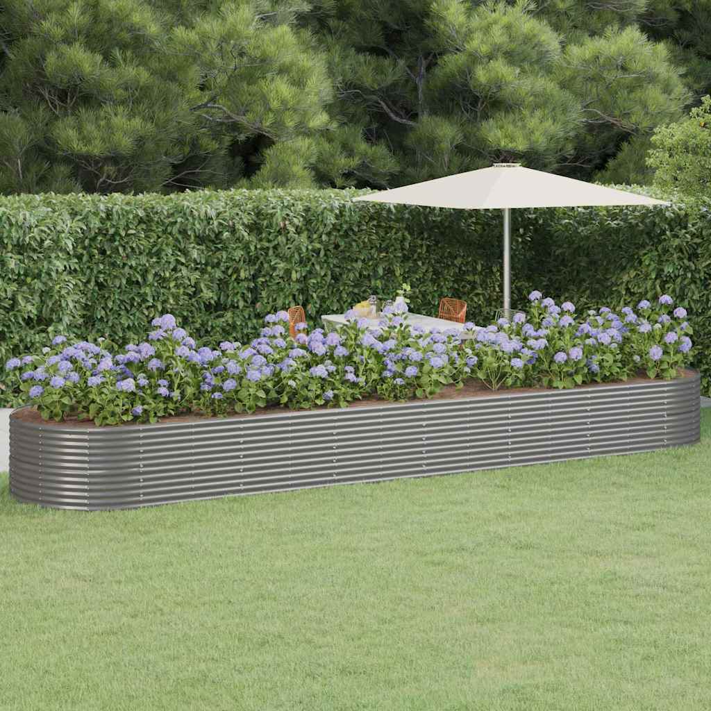 Garden Raised Bed Galvanised Steel Depth 140 cm Grey 584 cm