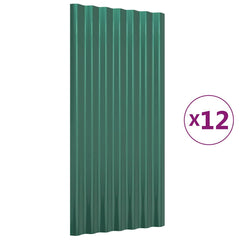 vidaXL Roof Panels 12 pcs Galvanised Steel Green 80x36 cm 2