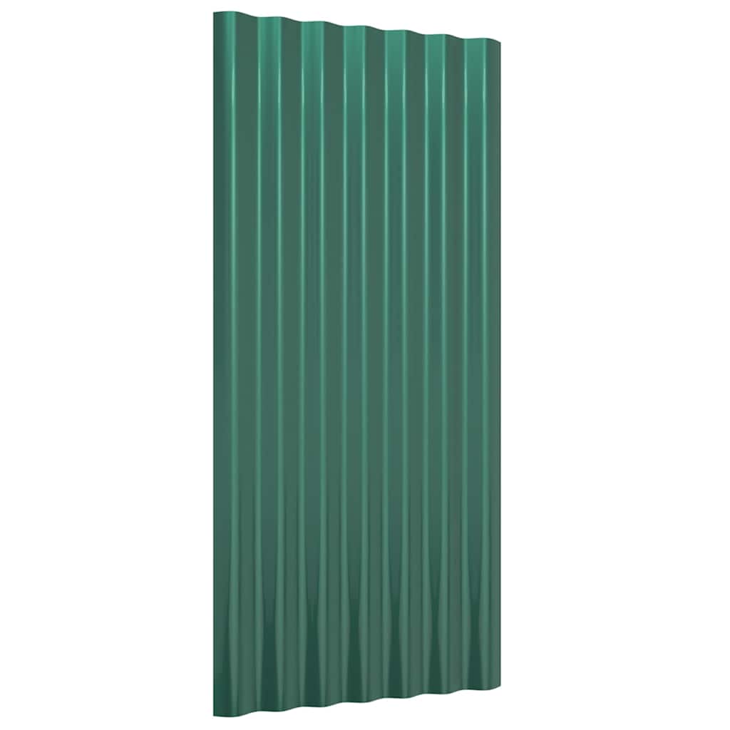 vidaXL Roof Panels 12 pcs Galvanised Steel Green 80x36 cm 3