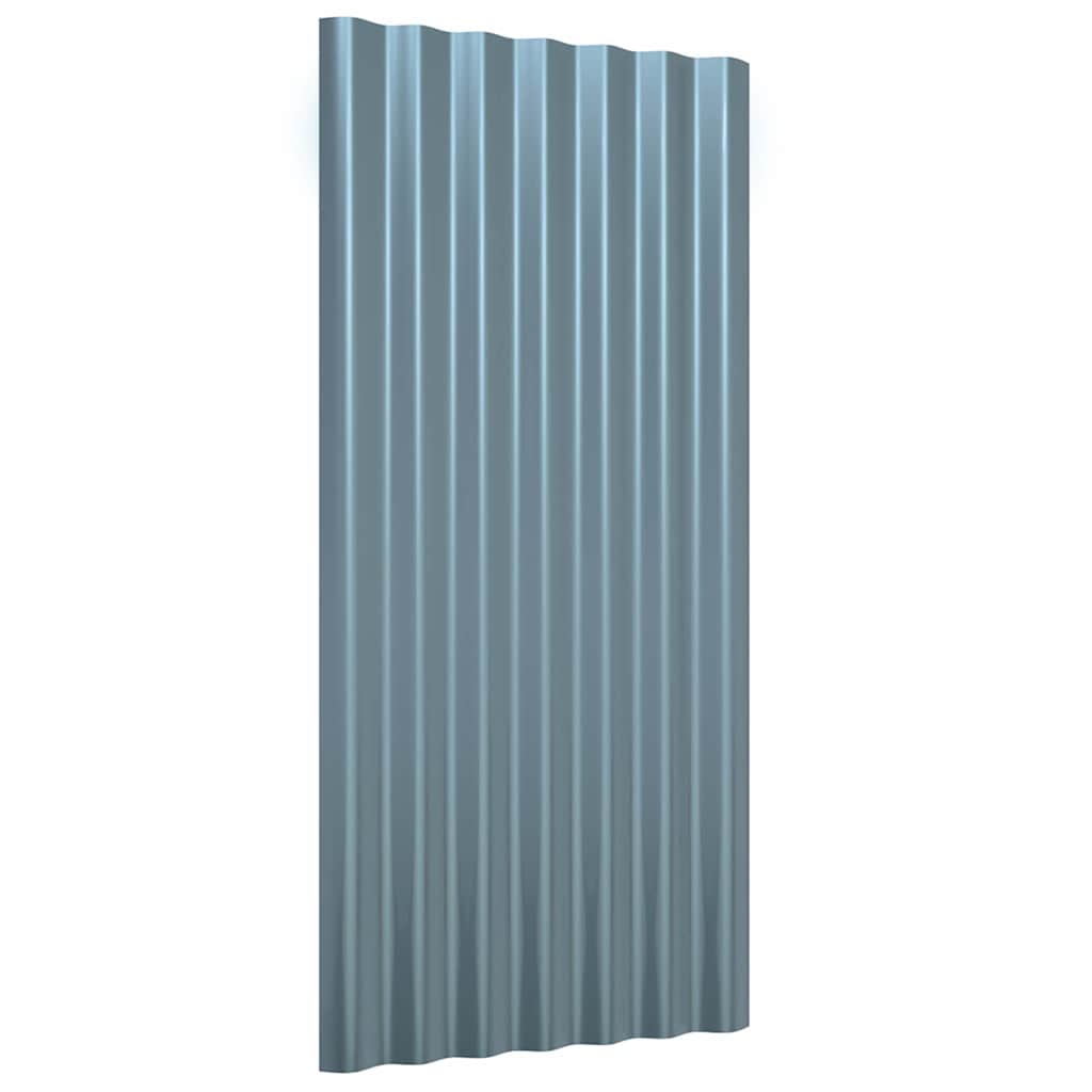 vidaXL Roof Panels 12 pcs Galvanised Steel Grey 80x36 cm 3