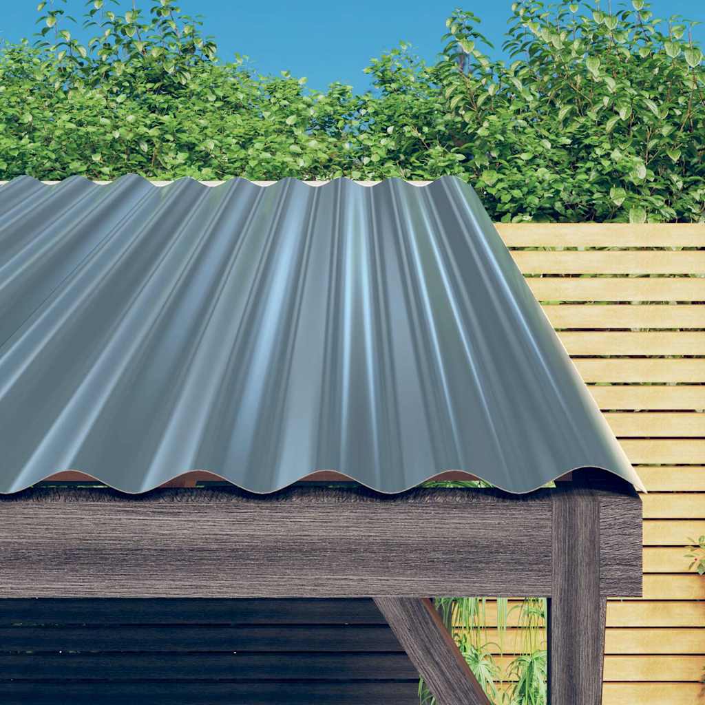 vidaXL Roof Panels 12 pcs Galvanised Steel Grey 80x36 cm 1