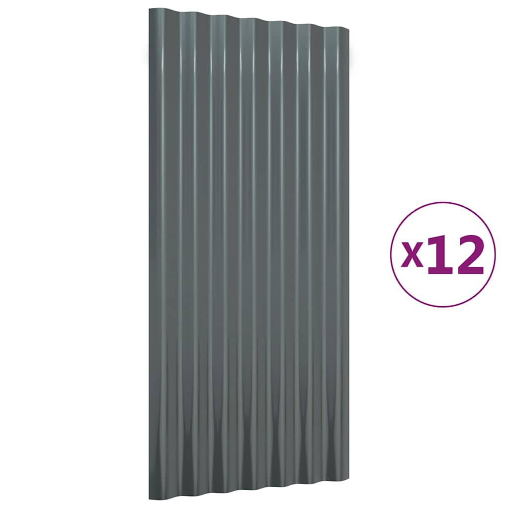 vidaXL Roof Panels 12 pcs Galvanised Steel Anthracite 80x36 cm 4