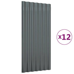 vidaXL Roof Panels 12 pcs Galvanised Steel Anthracite 80x36 cm 4