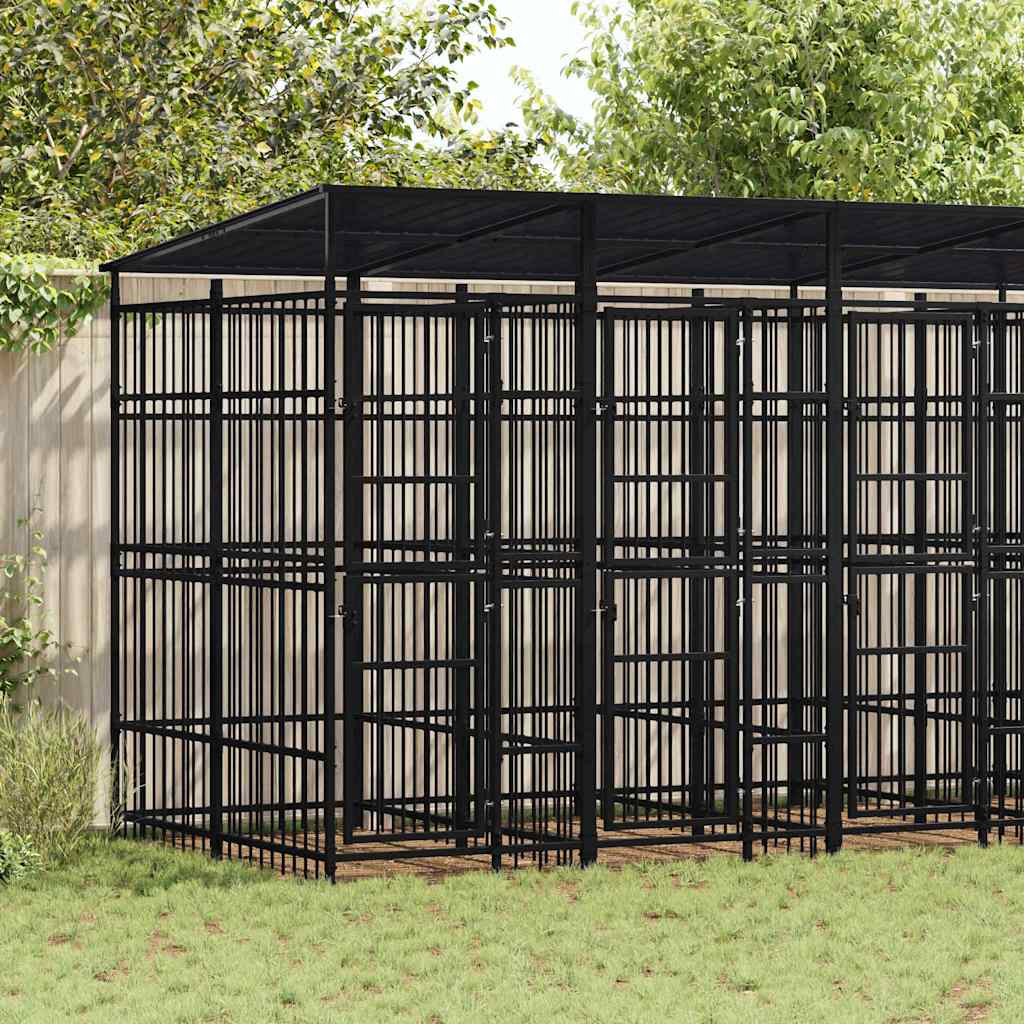 Outdoor Dog Kennel Steel 1,84 m² 480 x 192 x 200 cm