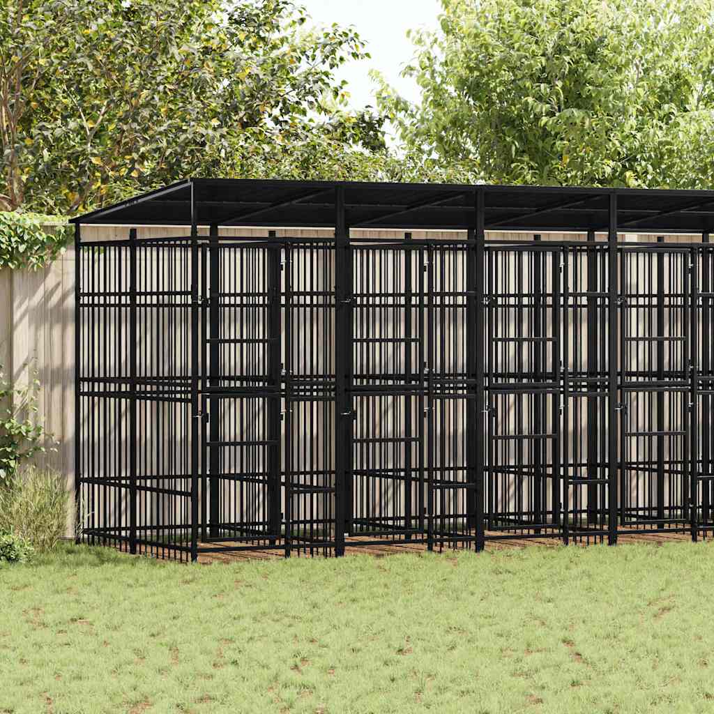Outdoor Dog Kennel Steel 1,84 m² 672 x 192 x 200 cm