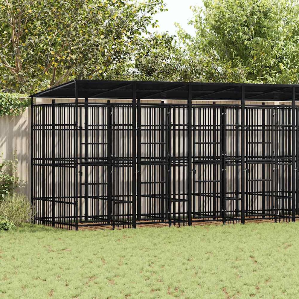 Outdoor Dog Kennel Steel 1,84 m² 768 x 192 x 200 cm