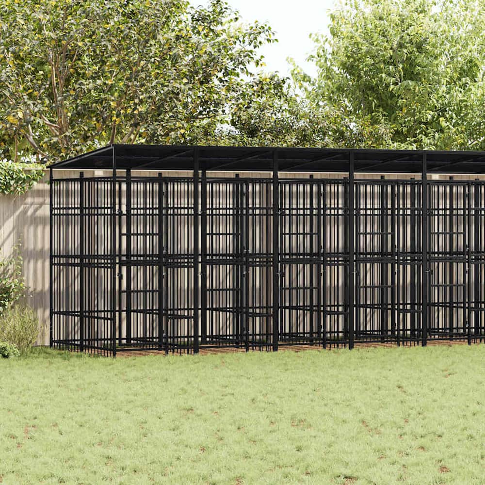 Outdoor Dog Kennel Steel 1,84 m² 864 x 192 x 200 cm