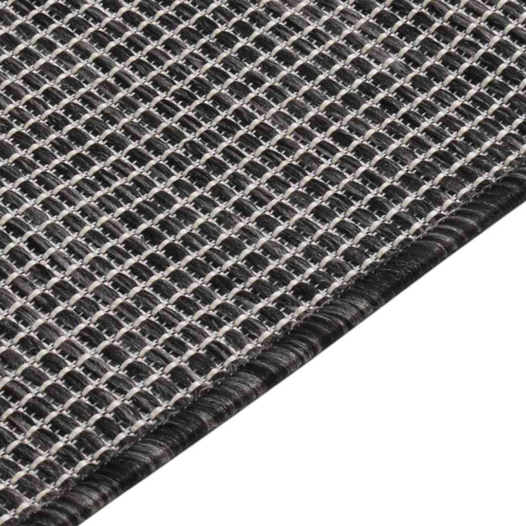 vidaXL Outdoor Flatweave Rug 100x200 cm Grey 4