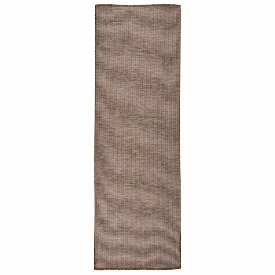vidaXL Outdoor Flatweave Rug 80x250 cm Brown 1