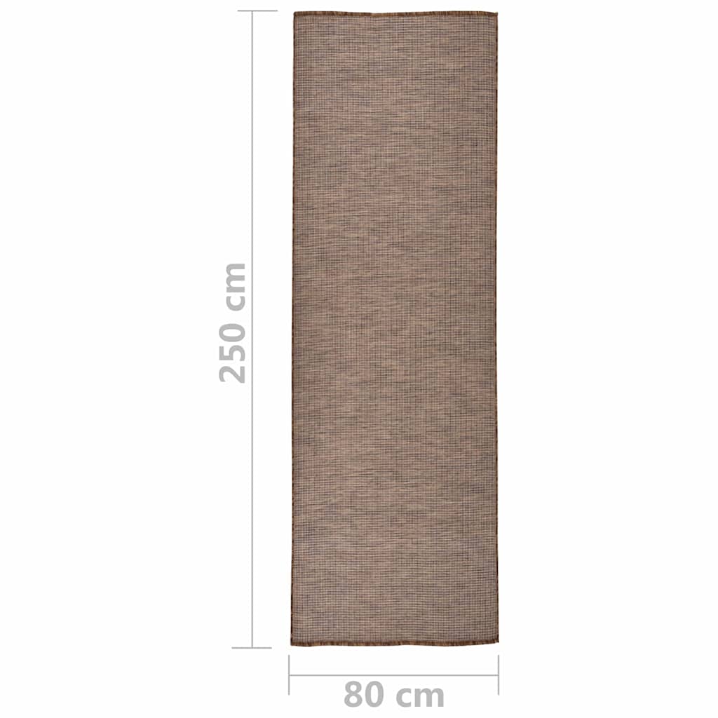 vidaXL Outdoor Flatweave Rug 80x250 cm Brown 6