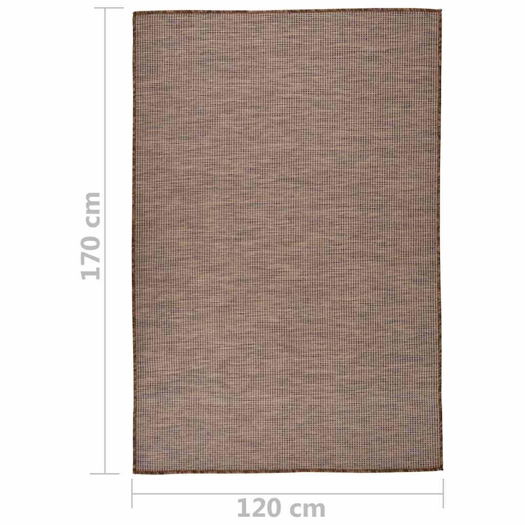 vidaXL Outdoor Flatweave Rug 120x170 cm Brown 6
