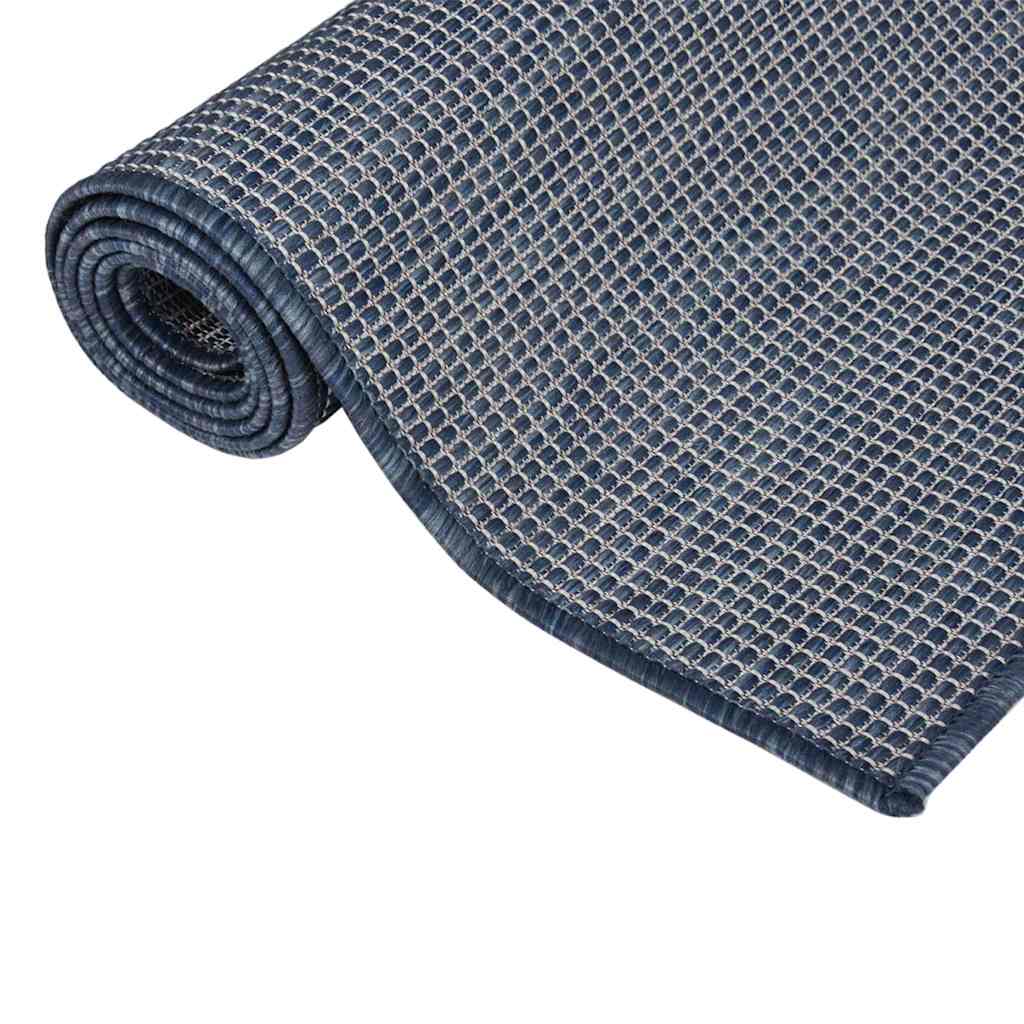 vidaXL Outdoor Flatweave Rug 100x200 cm Blue 3