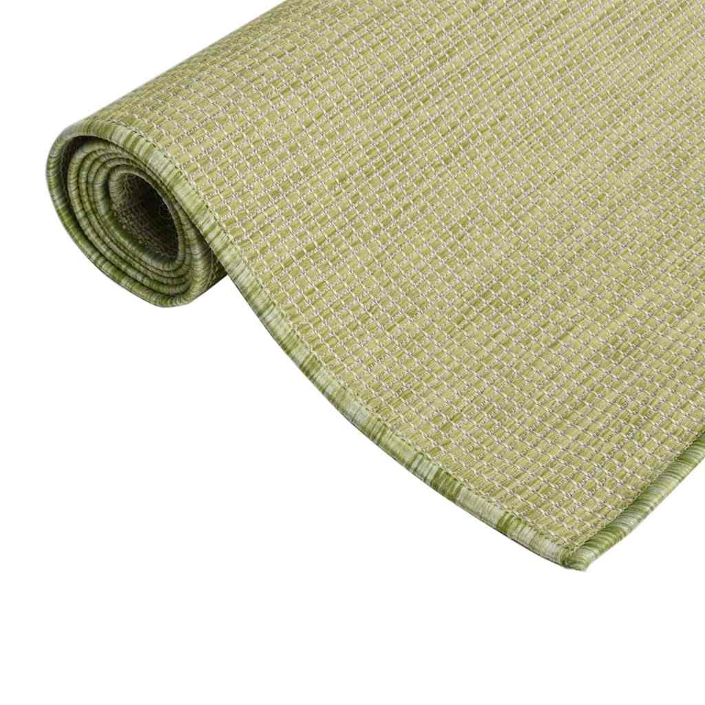 vidaXL Outdoor Flatweave Rug 100x200 cm Green 3