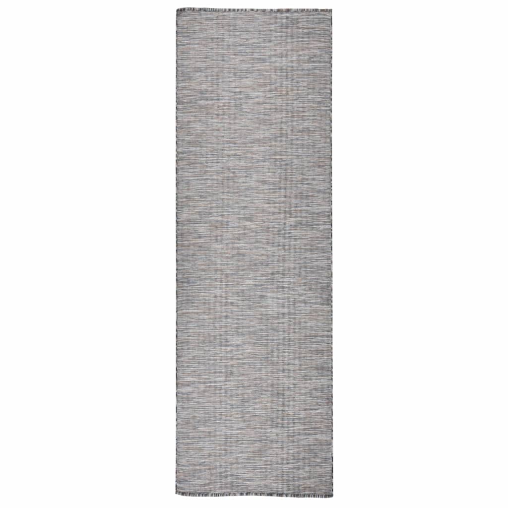 vidaXL Outdoor Flatweave Rug 80x250 cm Brown and Blue 1