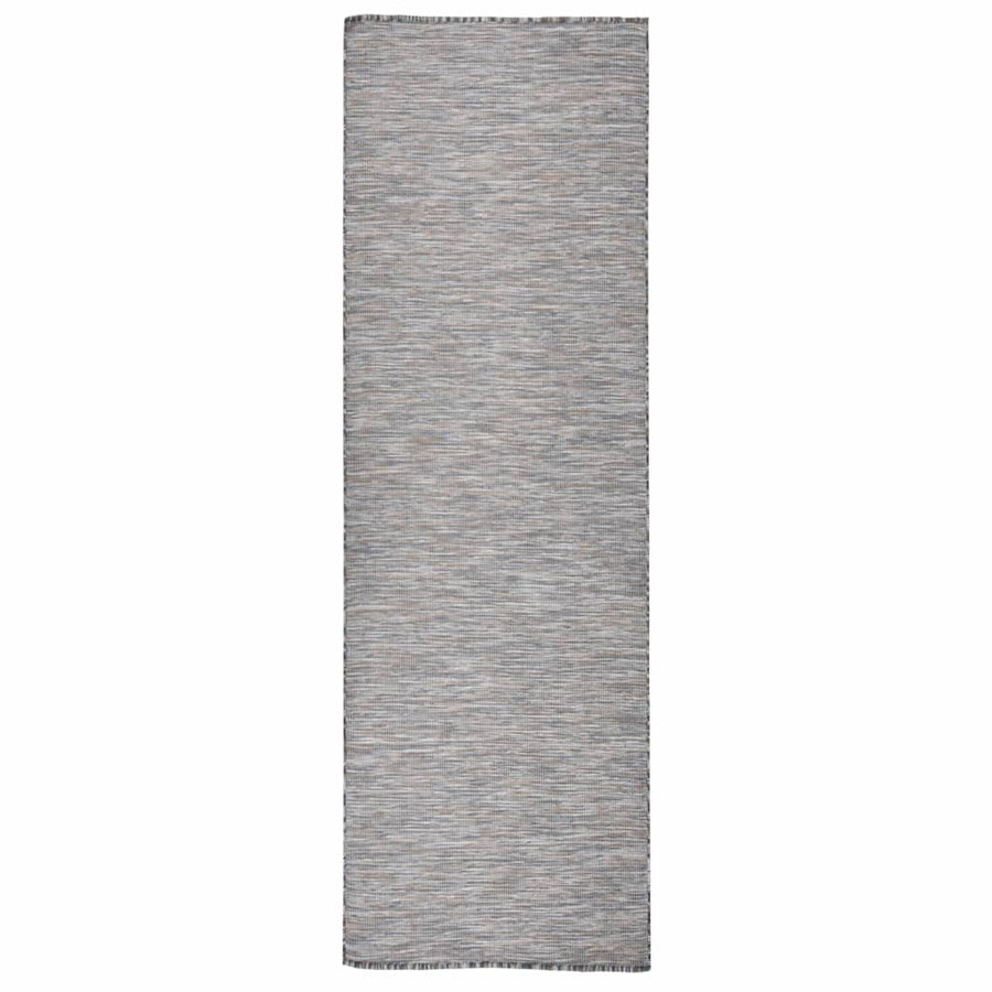 vidaXL Outdoor Flatweave Rug 80x250 cm Brown and Blue 1