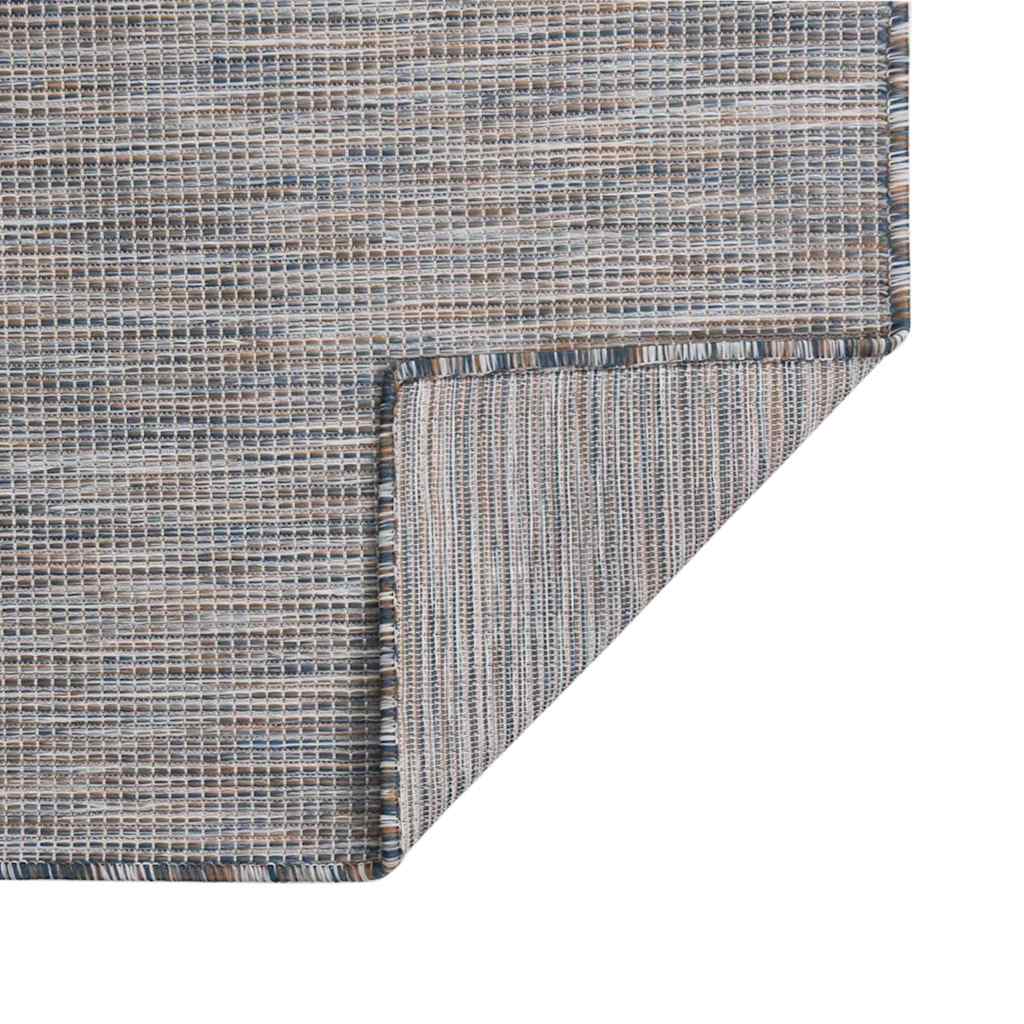 vidaXL Outdoor Flatweave Rug 80x250 cm Brown and Blue 2