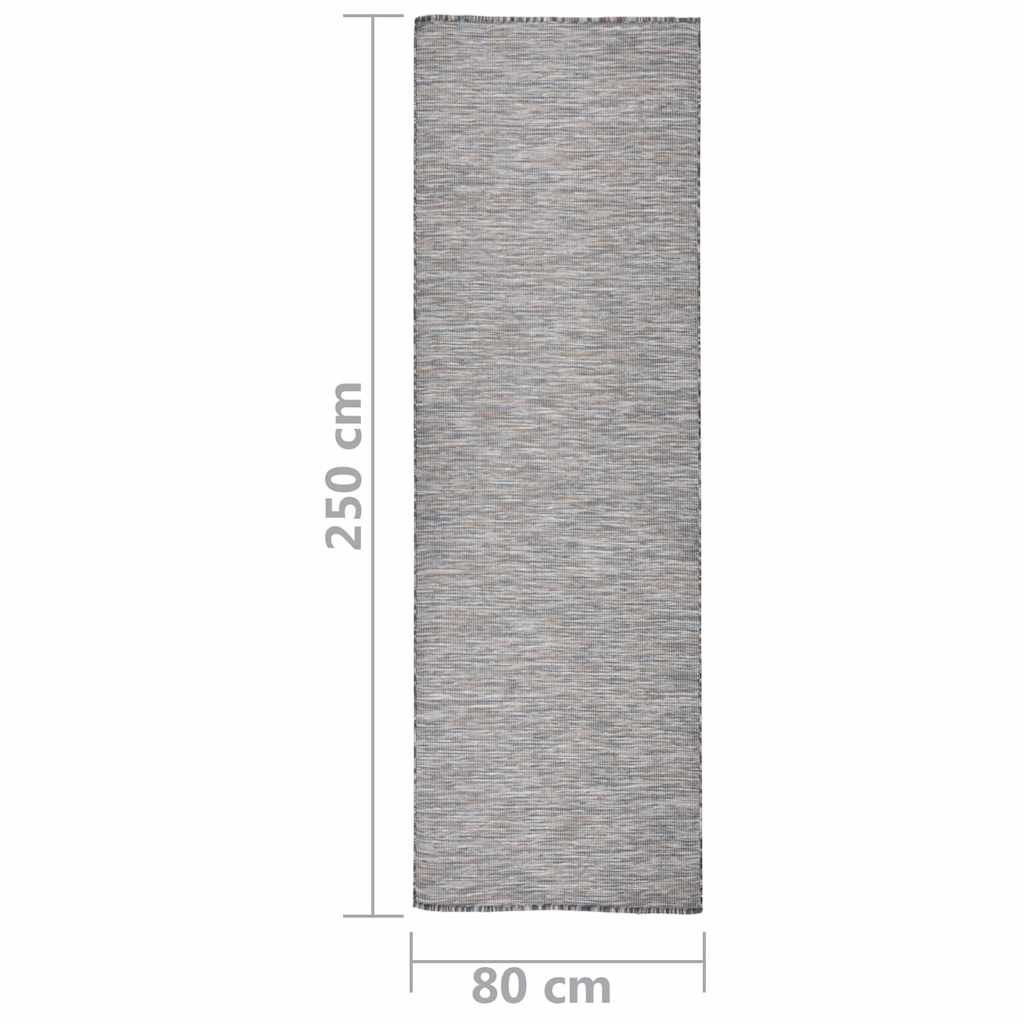 vidaXL Outdoor Flatweave Rug 80x250 cm Brown and Blue 6