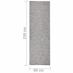 vidaXL Outdoor Flatweave Rug 80x250 cm Brown and Blue 6