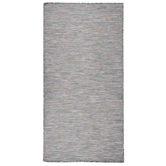 vidaXL Outdoor Flatweave Rug 100x200 cm Brown and Blue 1