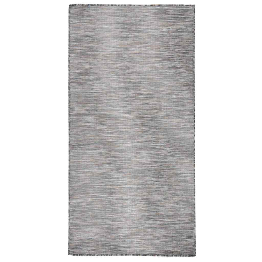 vidaXL Outdoor Flatweave Rug 100x200 cm Brown and Blue 1