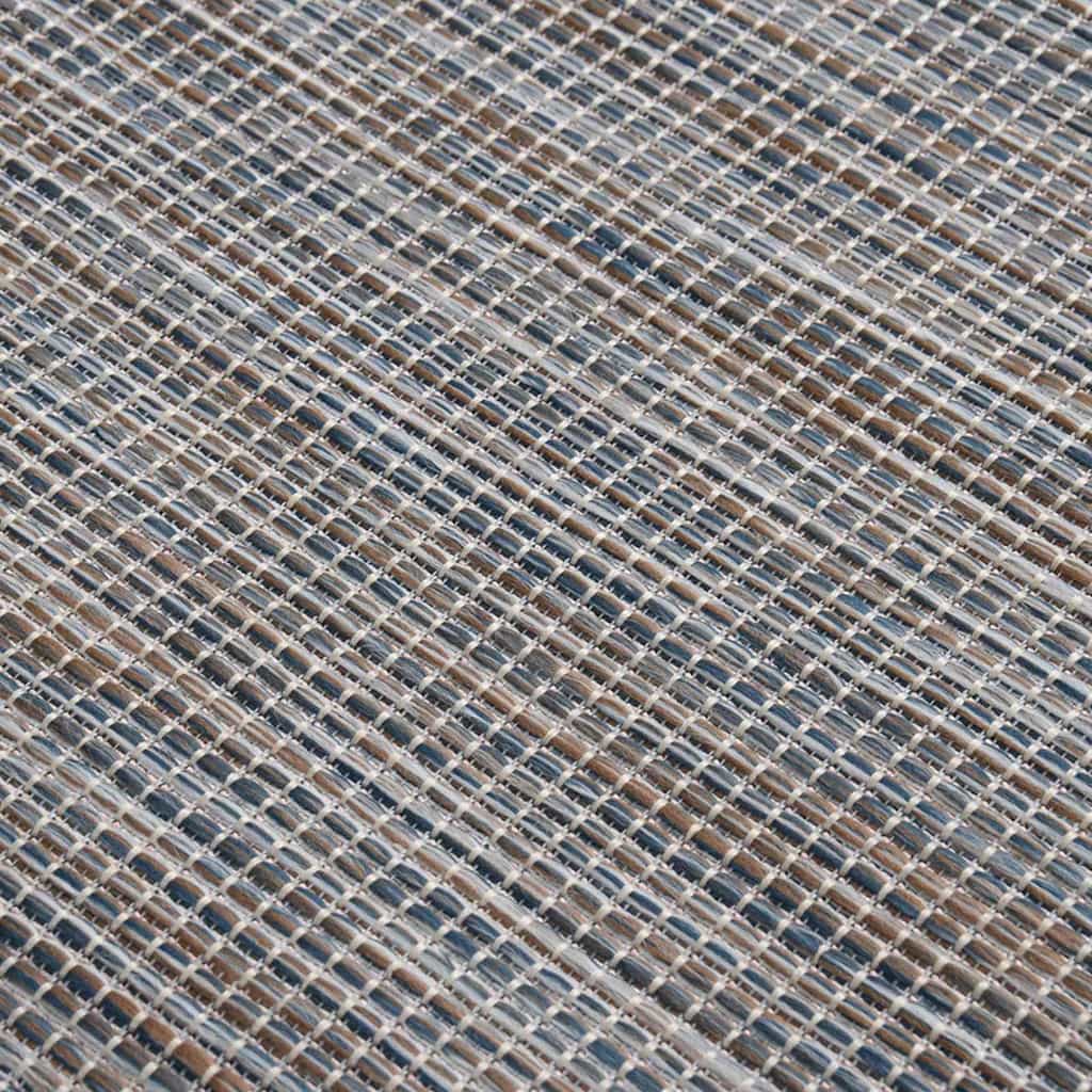 vidaXL Outdoor Flatweave Rug 100x200 cm Brown and Blue 5