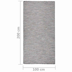 vidaXL Outdoor Flatweave Rug 100x200 cm Brown and Blue 6