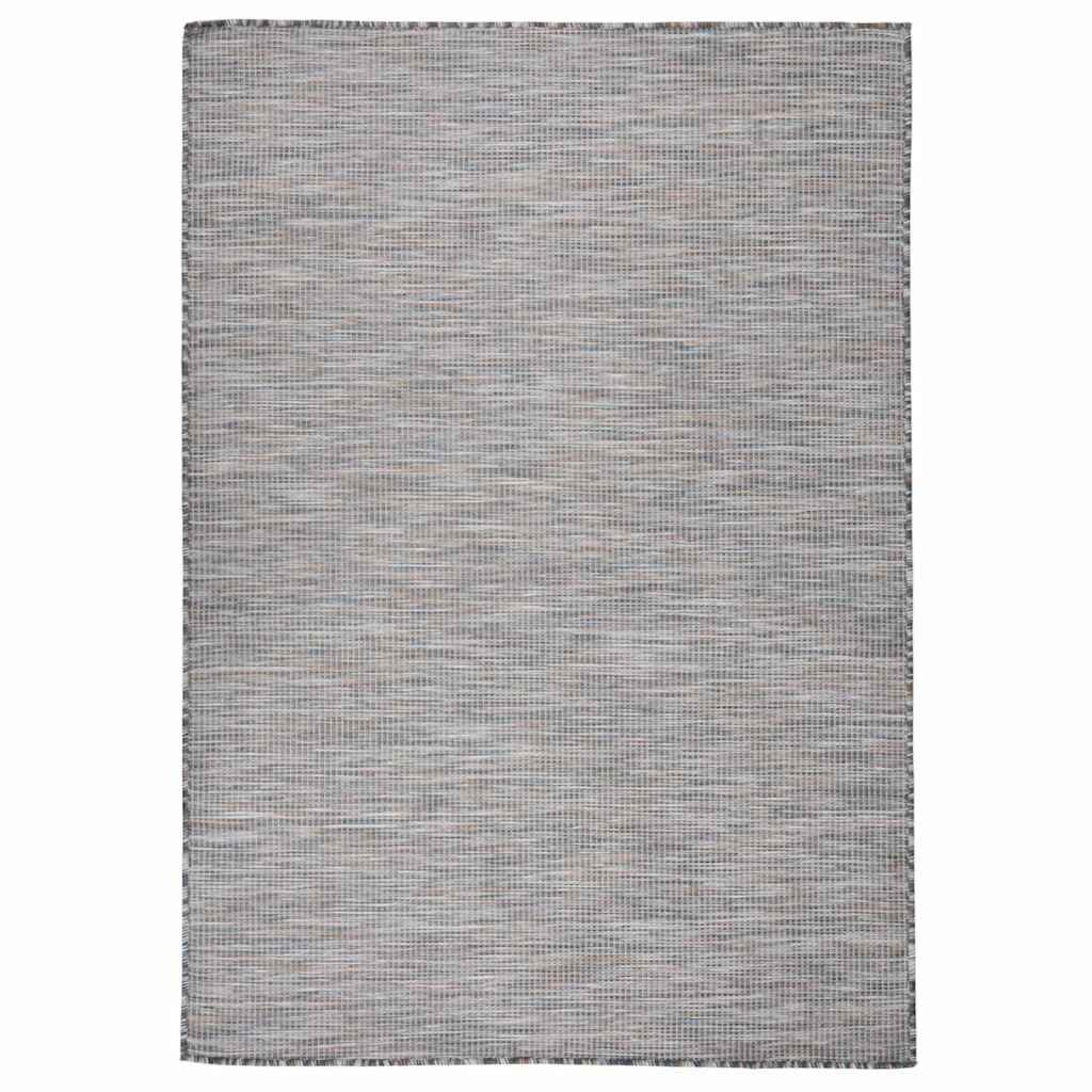 vidaXL Outdoor Flatweave Rug 140x200 cm Brown and Blue 1