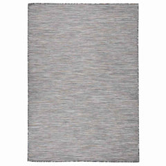 vidaXL Outdoor Flatweave Rug 140x200 cm Brown and Blue 1