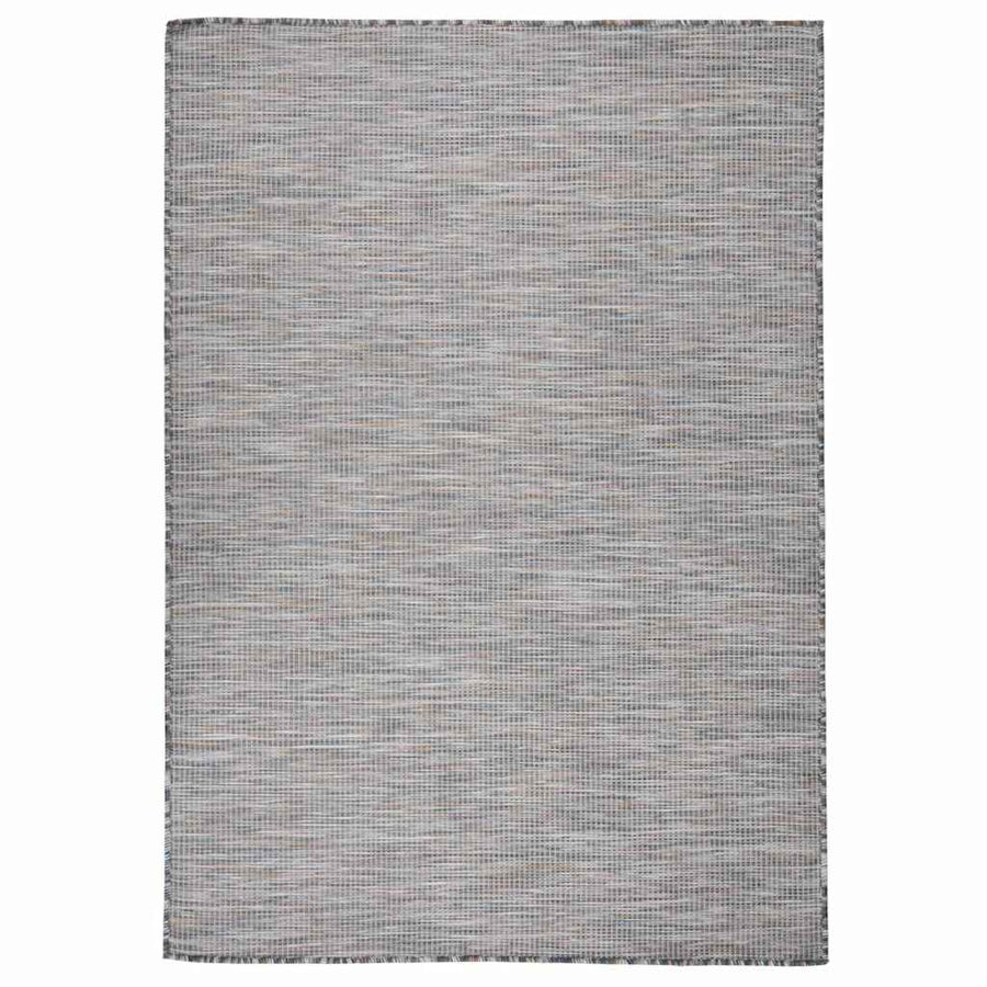 vidaXL Outdoor Flatweave Rug 140x200 cm Brown and Blue 1