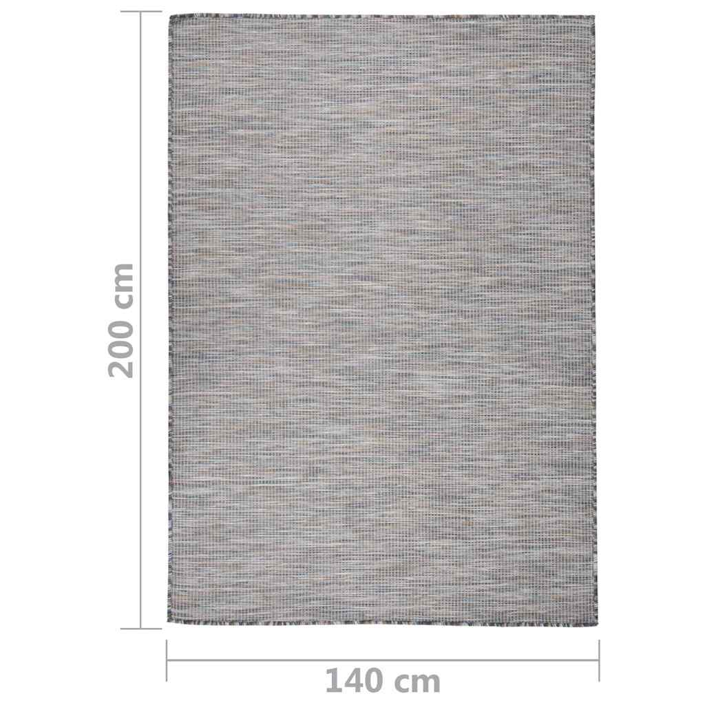 vidaXL Outdoor Flatweave Rug 140x200 cm Brown and Blue 6