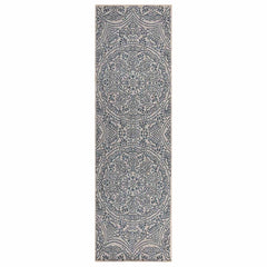 vidaXL Outdoor Flatweave Rug 80x250 cm Blue Pattern 1
