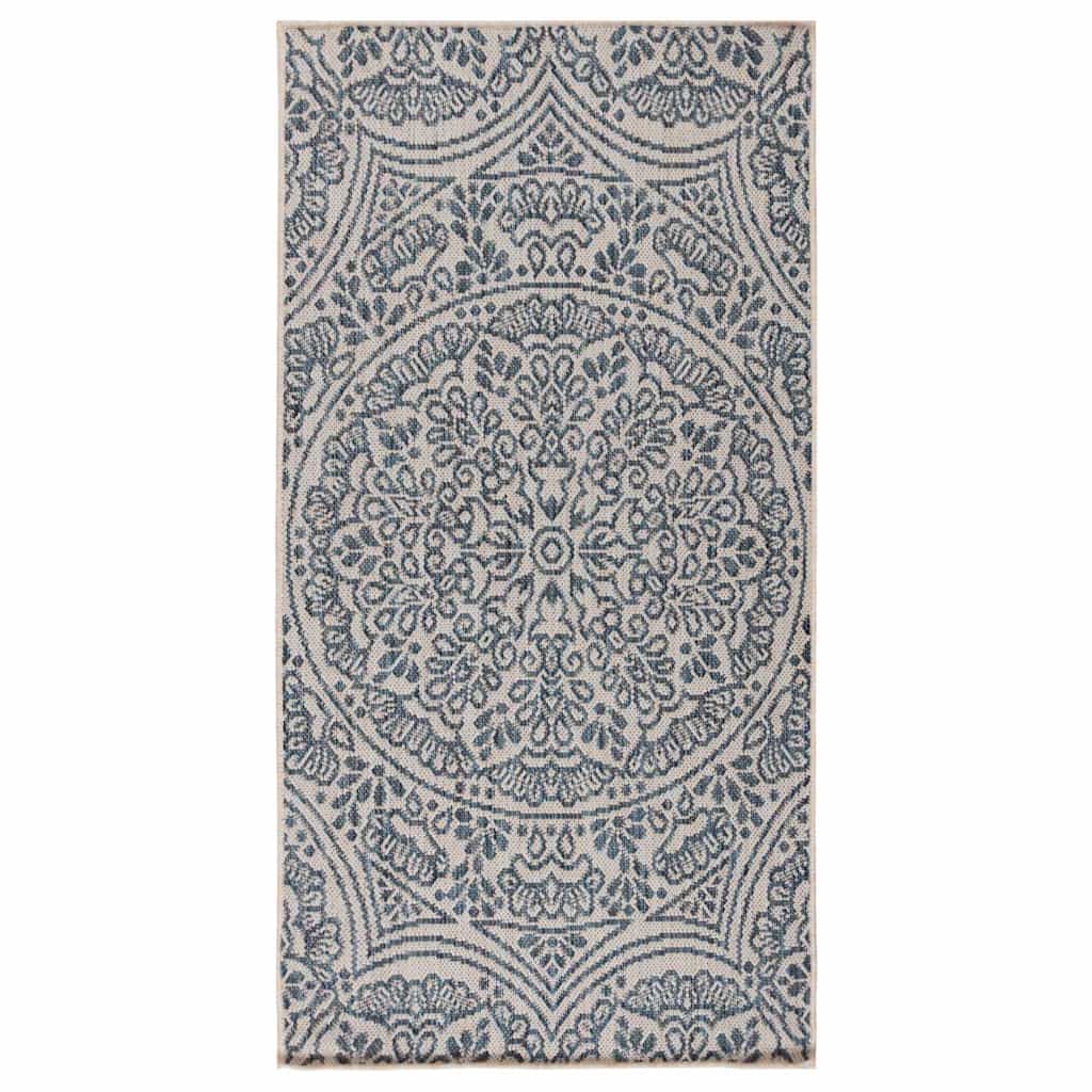 vidaXL Outdoor Flatweave Rug 100x200 cm Blue Pattern 1