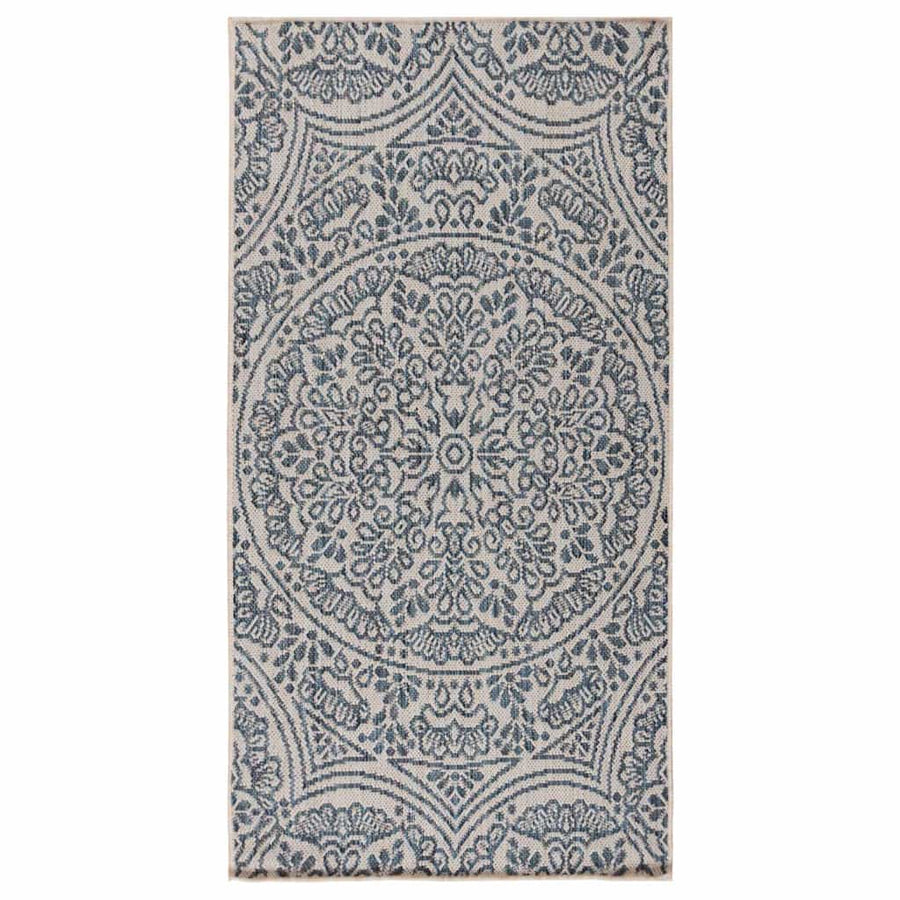 vidaXL Outdoor Flatweave Rug 100x200 cm Blue Pattern 1