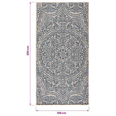 vidaXL Outdoor Flatweave Rug 100x200 cm Blue Pattern 6