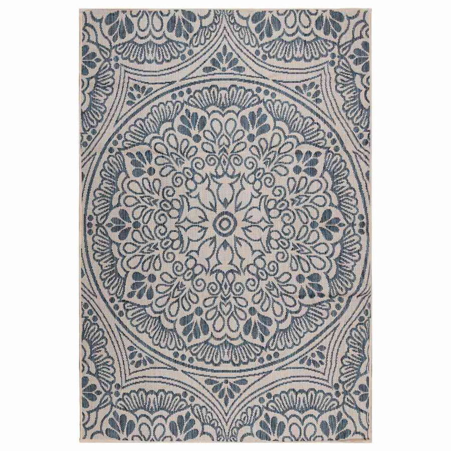 vidaXL Outdoor Flatweave Rug 120x170 cm Blue Pattern 1