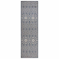 vidaXL Outdoor Flatweave Rug 80x250 cm Blue Stripes 1