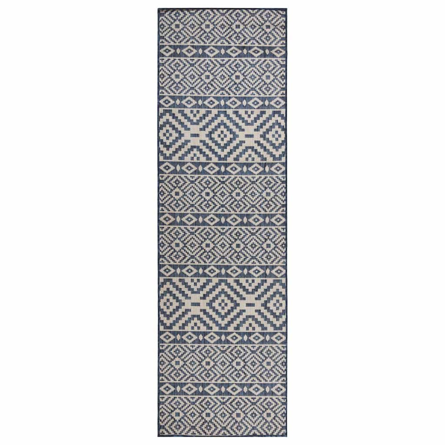 vidaXL Outdoor Flatweave Rug 80x250 cm Blue Stripes 1
