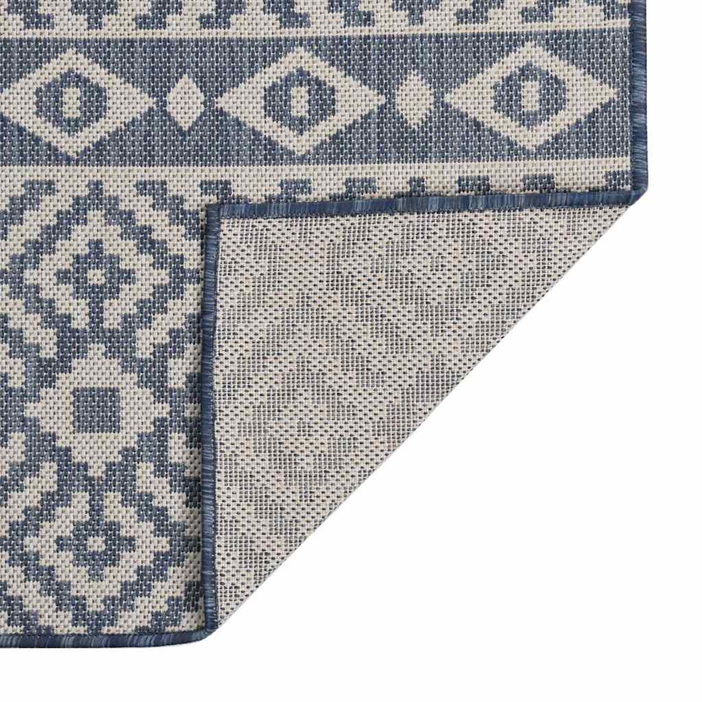 vidaXL Outdoor Flatweave Rug 80x250 cm Blue Stripes 2